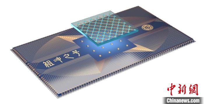 量子計算芯片示意圖。